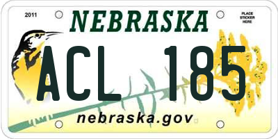 NE license plate ACL185