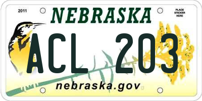 NE license plate ACL203