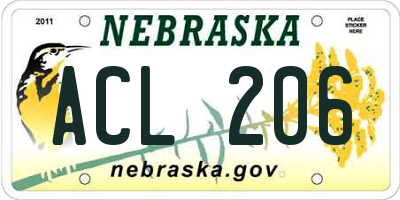 NE license plate ACL206