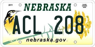 NE license plate ACL208
