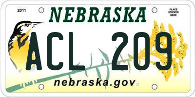 NE license plate ACL209
