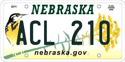 NE license plate ACL210