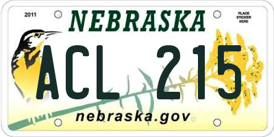 NE license plate ACL215