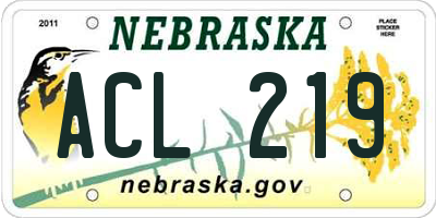 NE license plate ACL219