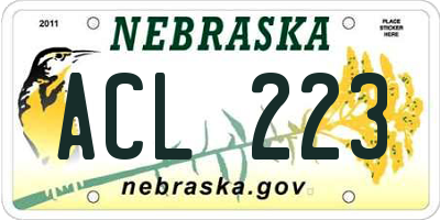 NE license plate ACL223