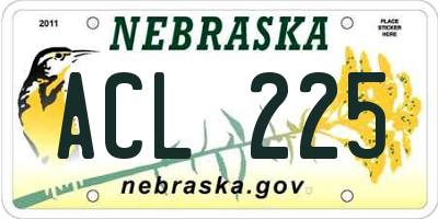 NE license plate ACL225