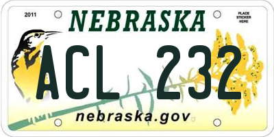 NE license plate ACL232