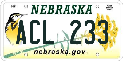 NE license plate ACL233