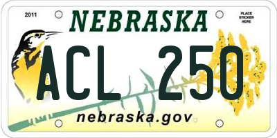 NE license plate ACL250