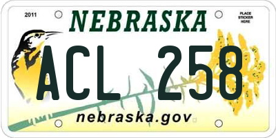 NE license plate ACL258