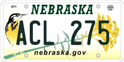 NE license plate ACL275