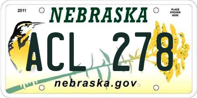 NE license plate ACL278