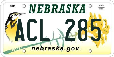 NE license plate ACL285