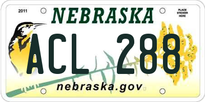 NE license plate ACL288