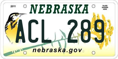 NE license plate ACL289