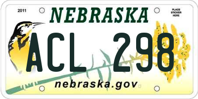 NE license plate ACL298