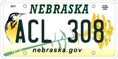 NE license plate ACL308
