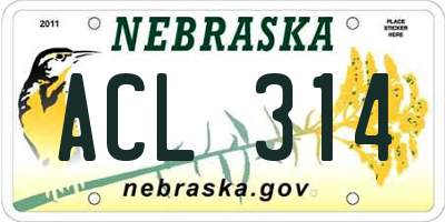 NE license plate ACL314