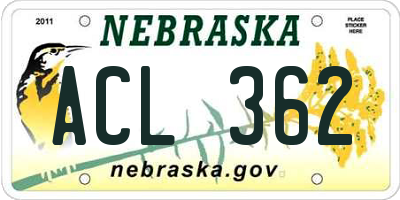 NE license plate ACL362
