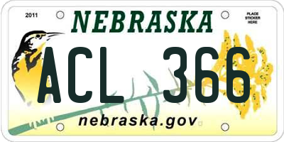 NE license plate ACL366