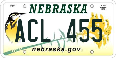 NE license plate ACL455