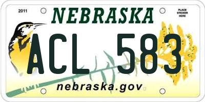 NE license plate ACL583