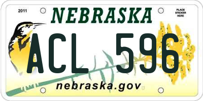 NE license plate ACL596