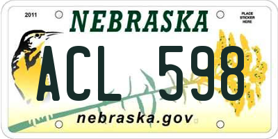 NE license plate ACL598