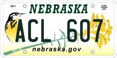 NE license plate ACL607