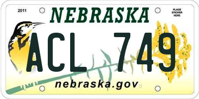 NE license plate ACL749