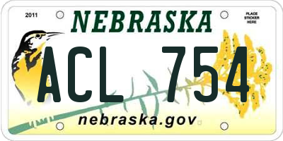 NE license plate ACL754
