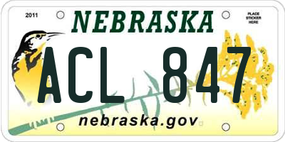 NE license plate ACL847