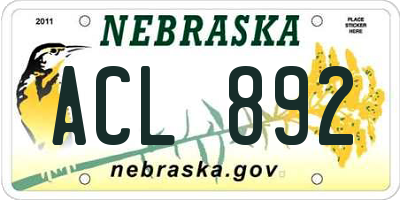 NE license plate ACL892