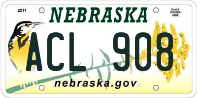 NE license plate ACL908