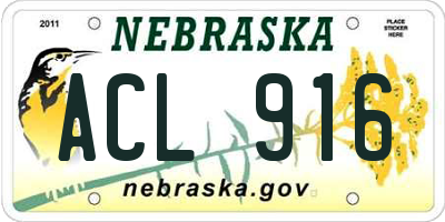 NE license plate ACL916