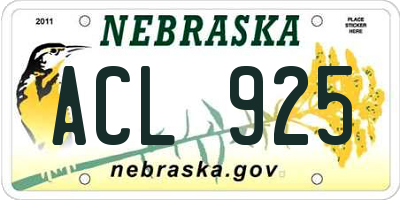 NE license plate ACL925