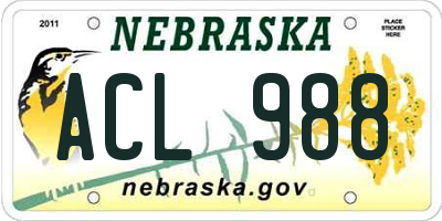 NE license plate ACL988