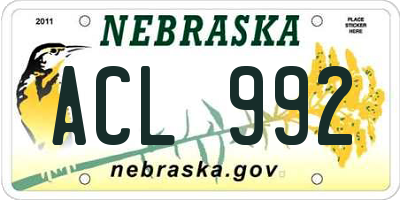 NE license plate ACL992
