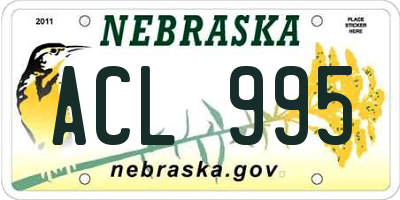 NE license plate ACL995
