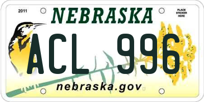 NE license plate ACL996