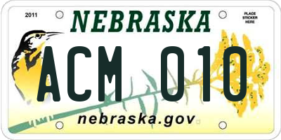 NE license plate ACM010