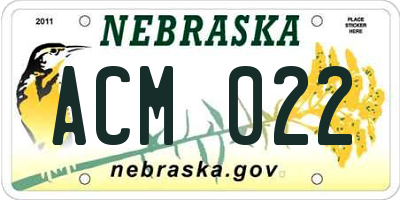 NE license plate ACM022
