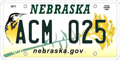NE license plate ACM025