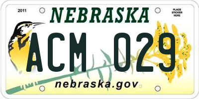 NE license plate ACM029