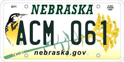 NE license plate ACM061