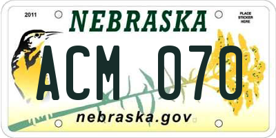 NE license plate ACM070