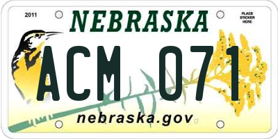 NE license plate ACM071