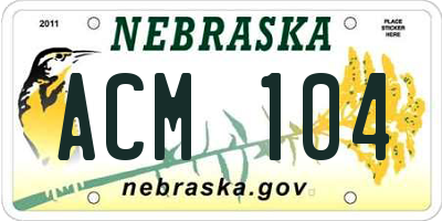 NE license plate ACM104