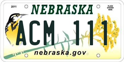 NE license plate ACM111
