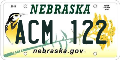 NE license plate ACM122